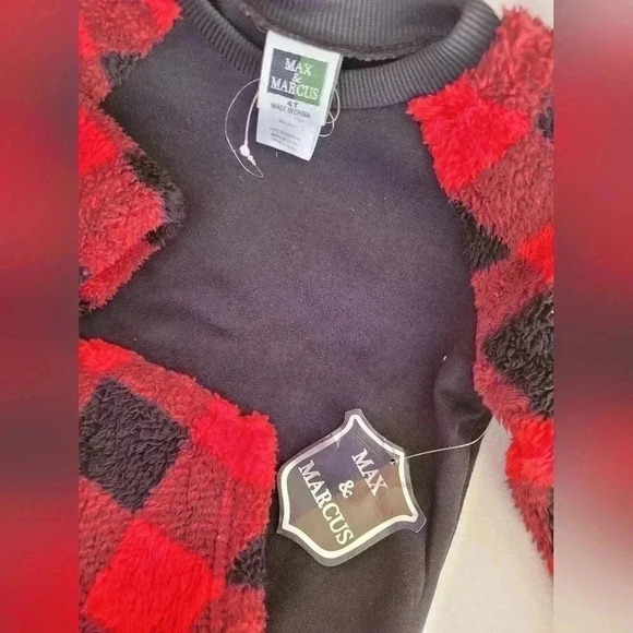 NWOT-Max & Marcus Baby's Red Buffalo Plaid Fleece 2-Piece Set Size:4T for G or B - Picture 8 of 9